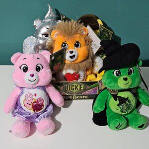 2025 WICKED X CARE BEARS Plush Basic Fun 9 inch set of 5 w/ display Box NWT